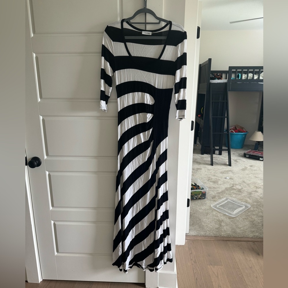 Calvin Klein Stretchy Black and White Maxi Dress